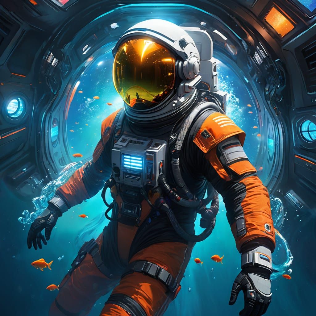Vibrant Sci-Fi Spacesuit Helmet Masterpiece