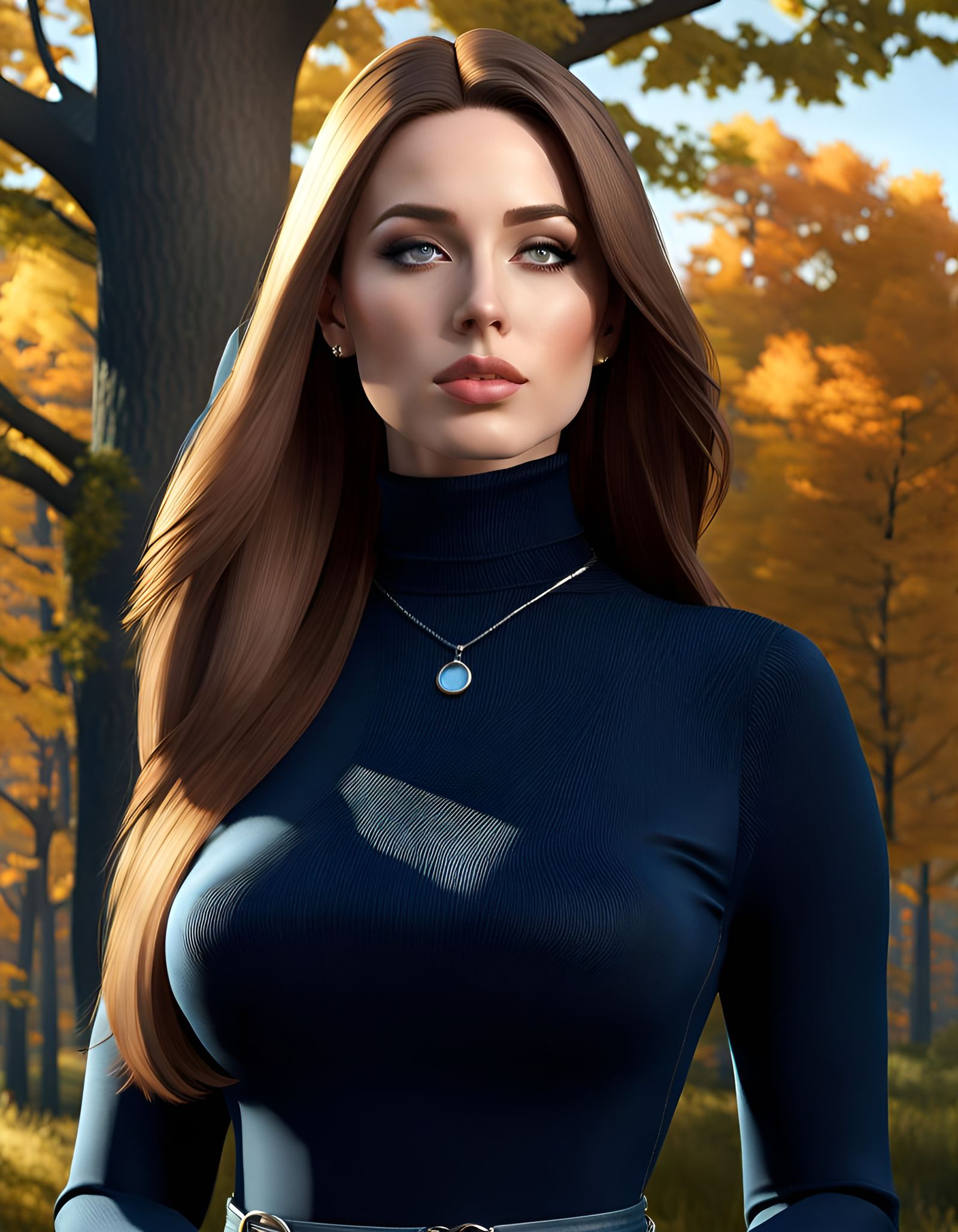 Elegant Woman in Cityscape Portrait