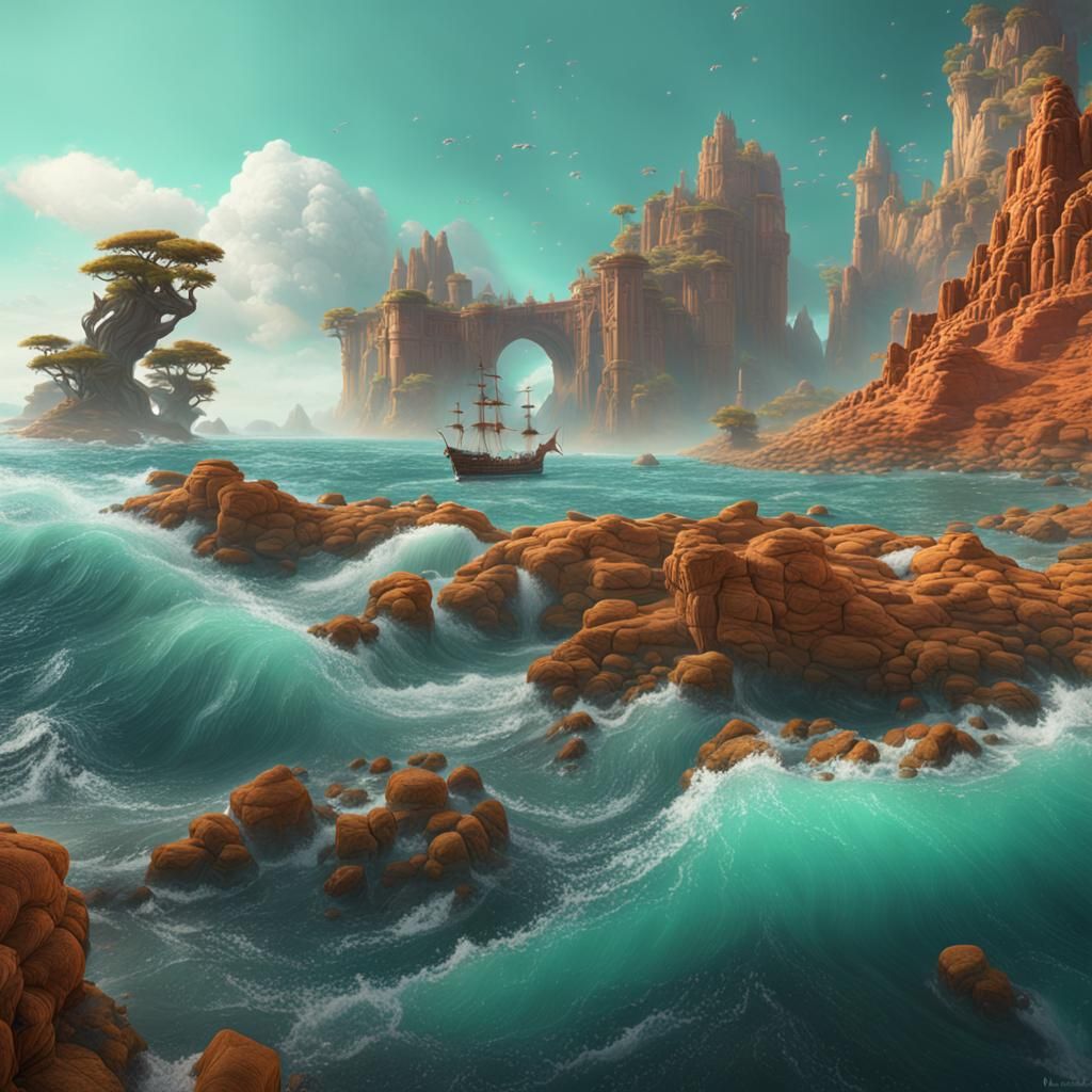 Seafoam Vicuna: Detailed Matte Painting