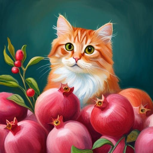 Pomegranate Cat: An AI Generated Image