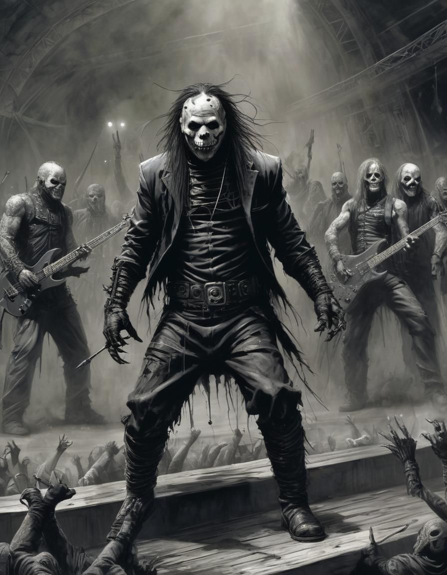 Slipknot on Stage: Comic Book Illustration