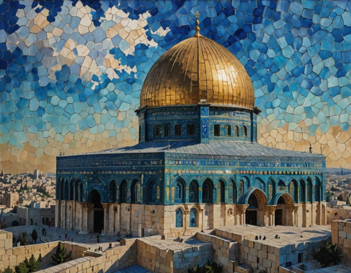 Dome of the Rock: Impressionist Impasto Digital Art