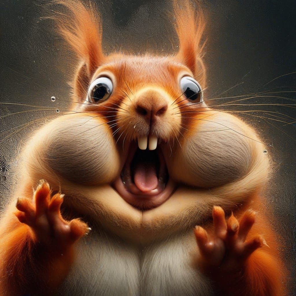 Comical Obese Squirrel with Shocked Expression