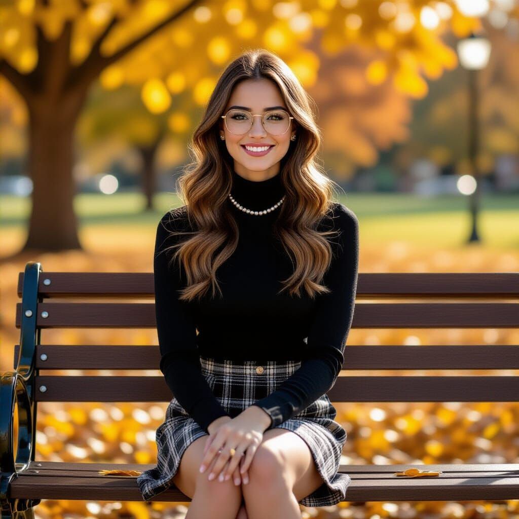 Autumn Portrait of a Young Teacher in Photorealistic Style