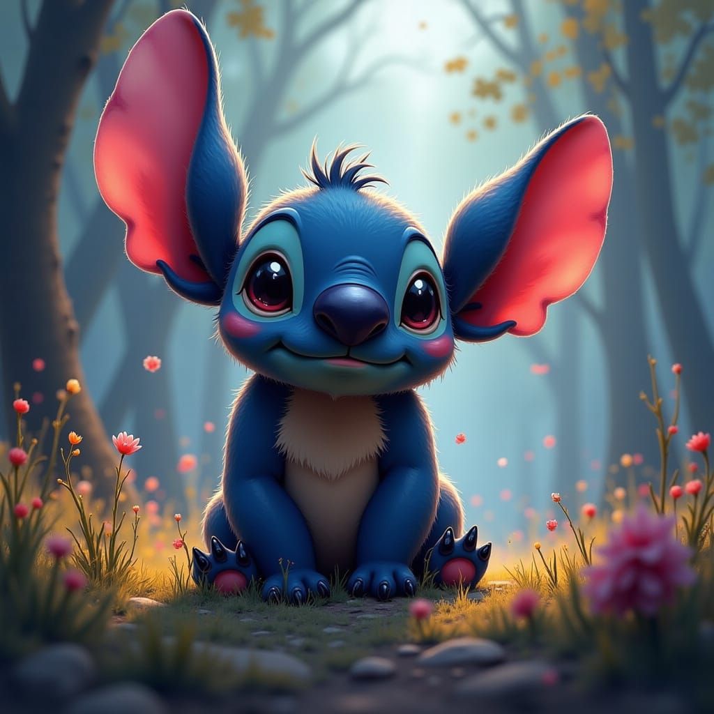 <lora:CuteRoundAnimals:1.0> Stitch fictional character detai...