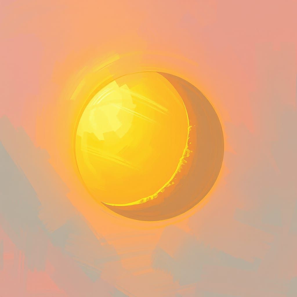 Sun and Moon Embrace at Twilight in Impressionist Style