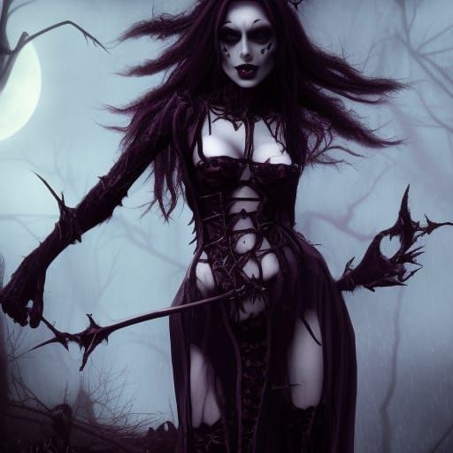 Dark Gothic Vampire Witch in Fantasy Concept Art