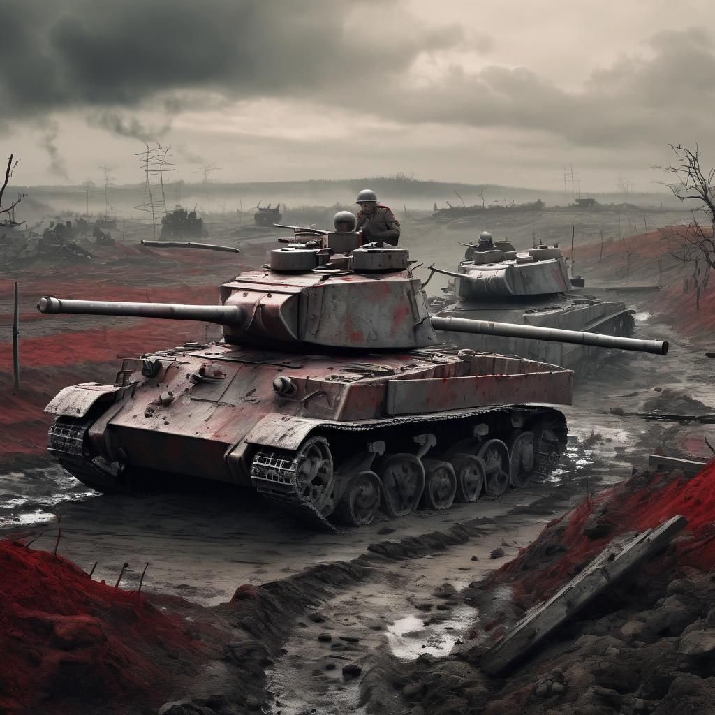 War Illustration with Opposing Armies in Muted Colors