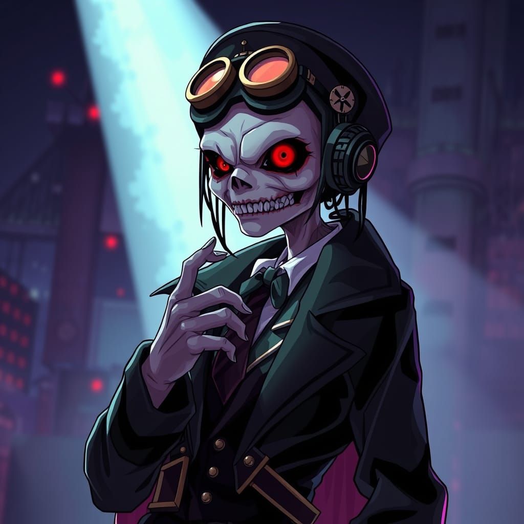 Steampunk Ghoul in Vibrant Anime Style