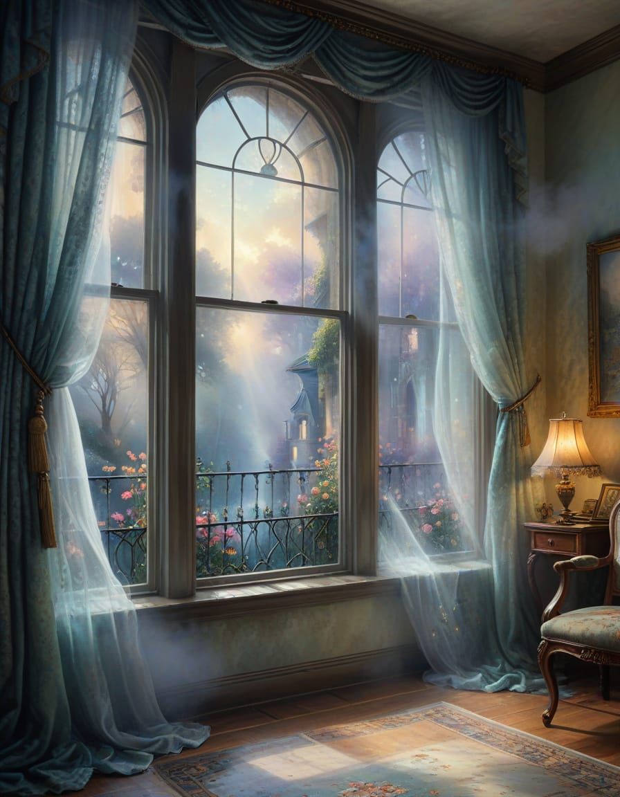 Ethereal Mist Through Flowing Curtains