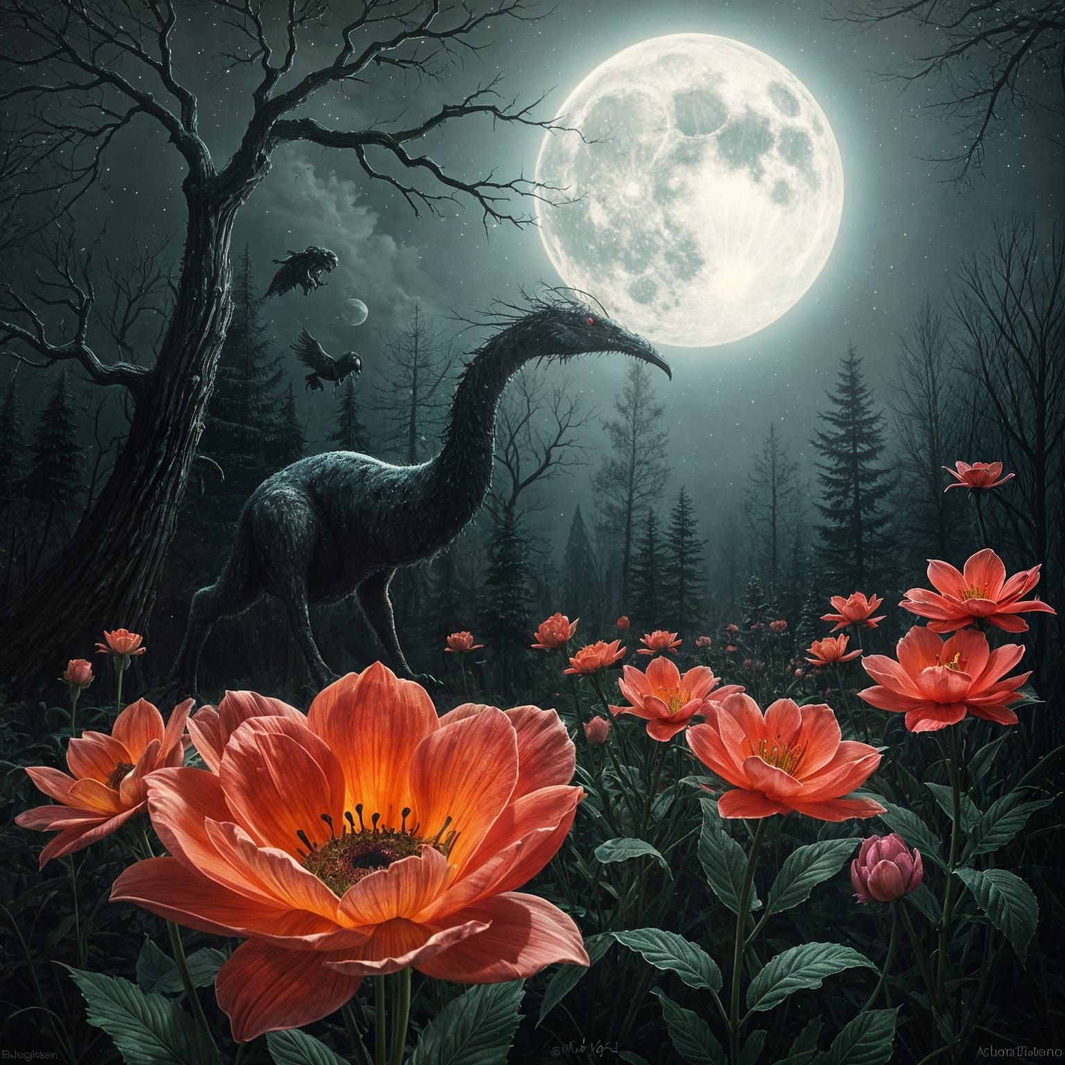 Garden of Ghastly Blooms in Lunar Twilight