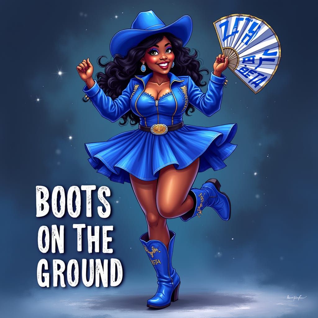 Empowered Black Goddess in Royal Blue and White