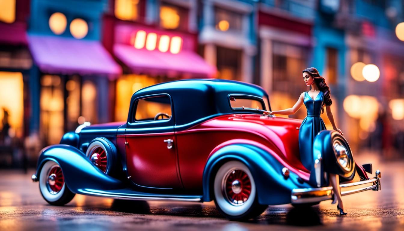 Hyperrealistic Hot Rod Scene for Valentine's Day