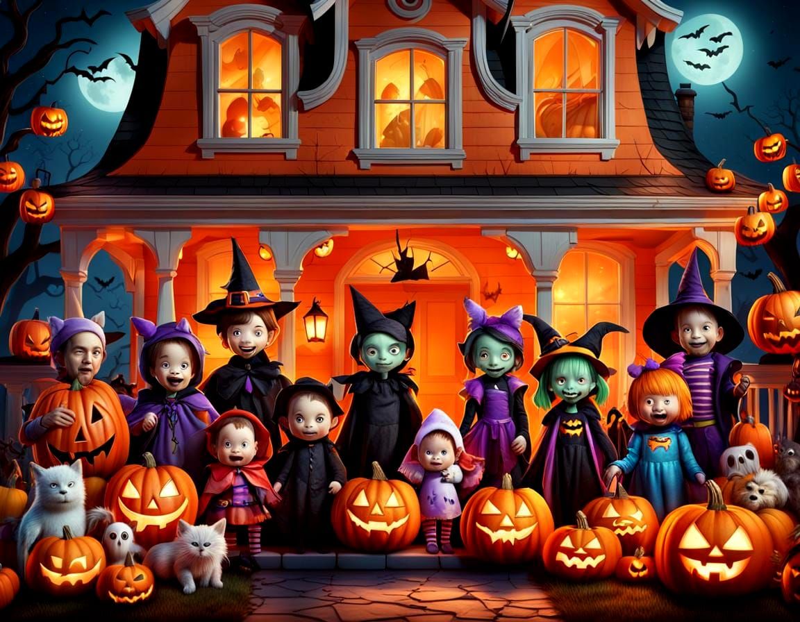Halloween 3D Render of Costumed Characters