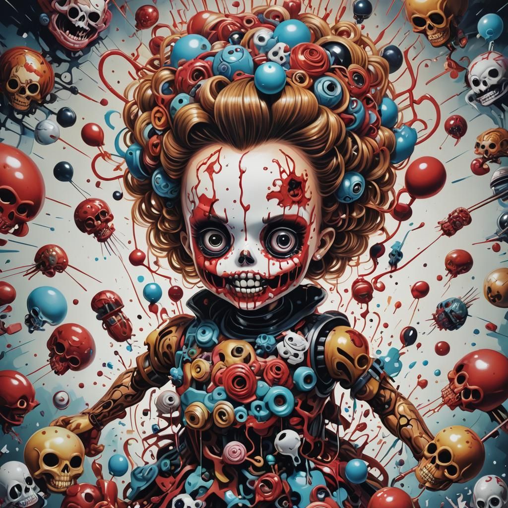 Exploded Doll: Street Art Illustration