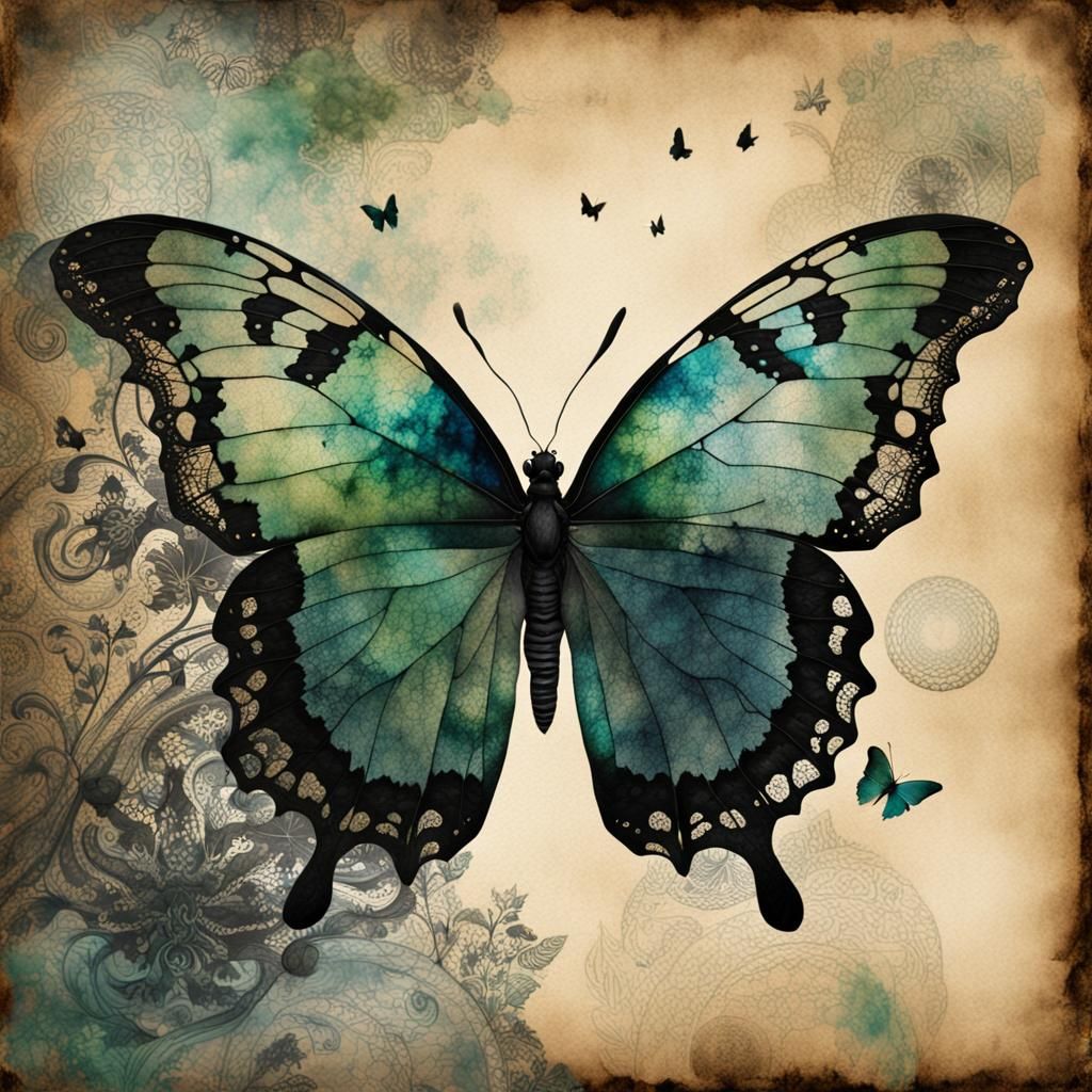 Black Lace Butterfly: Gothic Horror Illustration