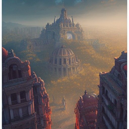 Detailed Mexico City Fantasy Art