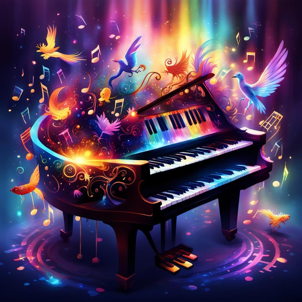 Magical Piano with Dancing Music Creatures