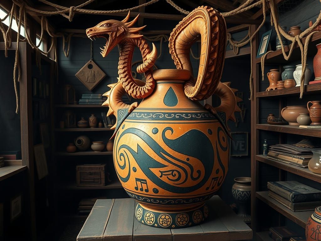 Ethereal Vase Adorned with Cipactli Mythos