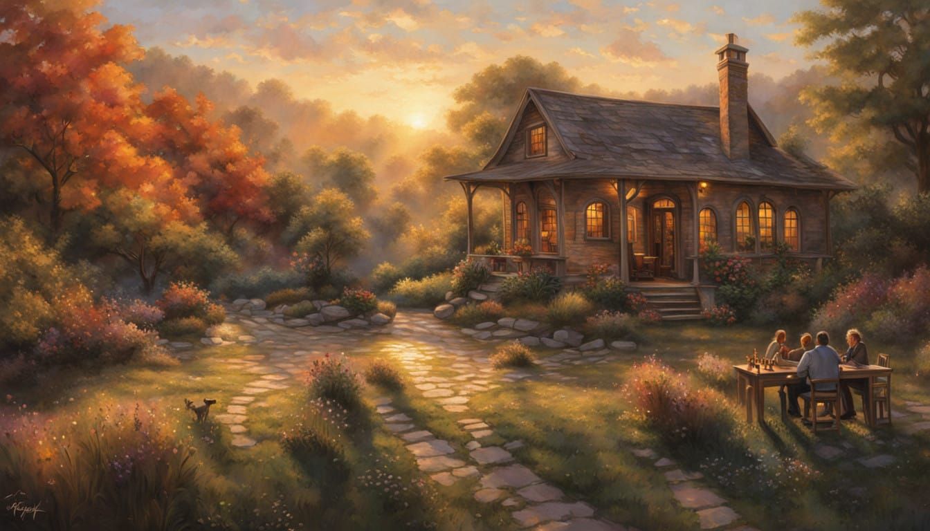 Idyllic Afternoon Scene in Earthy Tones