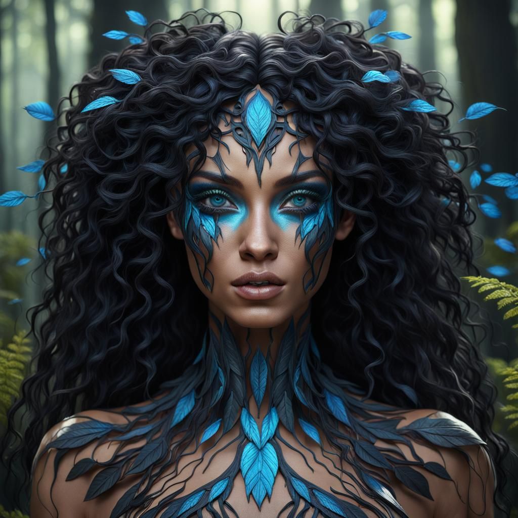 Bare-Chested Forest Nymph: Detailed Matte Painting