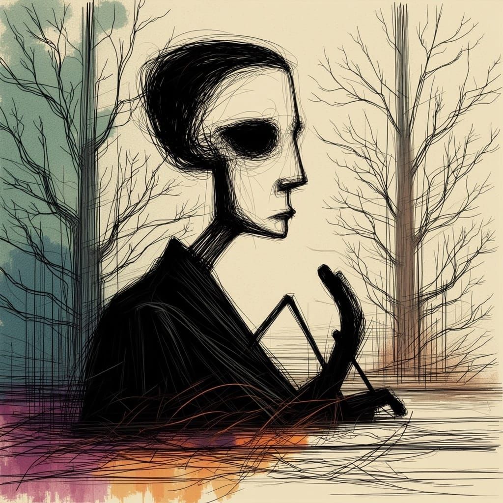 Franz Kafka: Minimalist Scribble Portrait