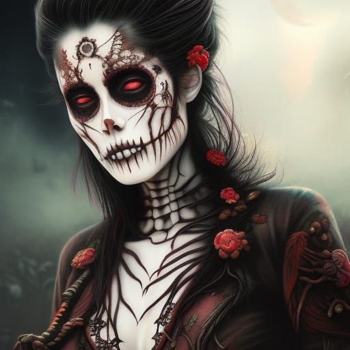 Night Horror Woman in Japanese Manga Style