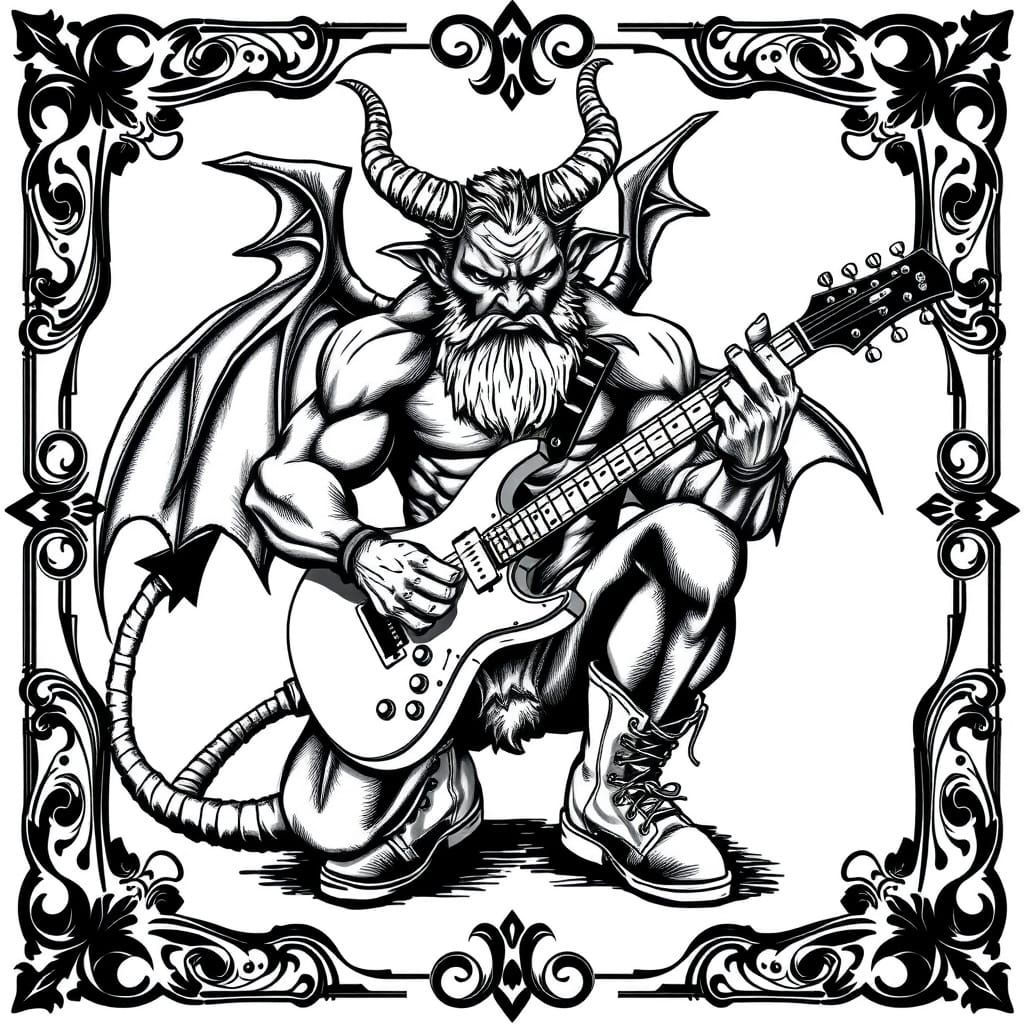 Rock Demon in Ornate Border