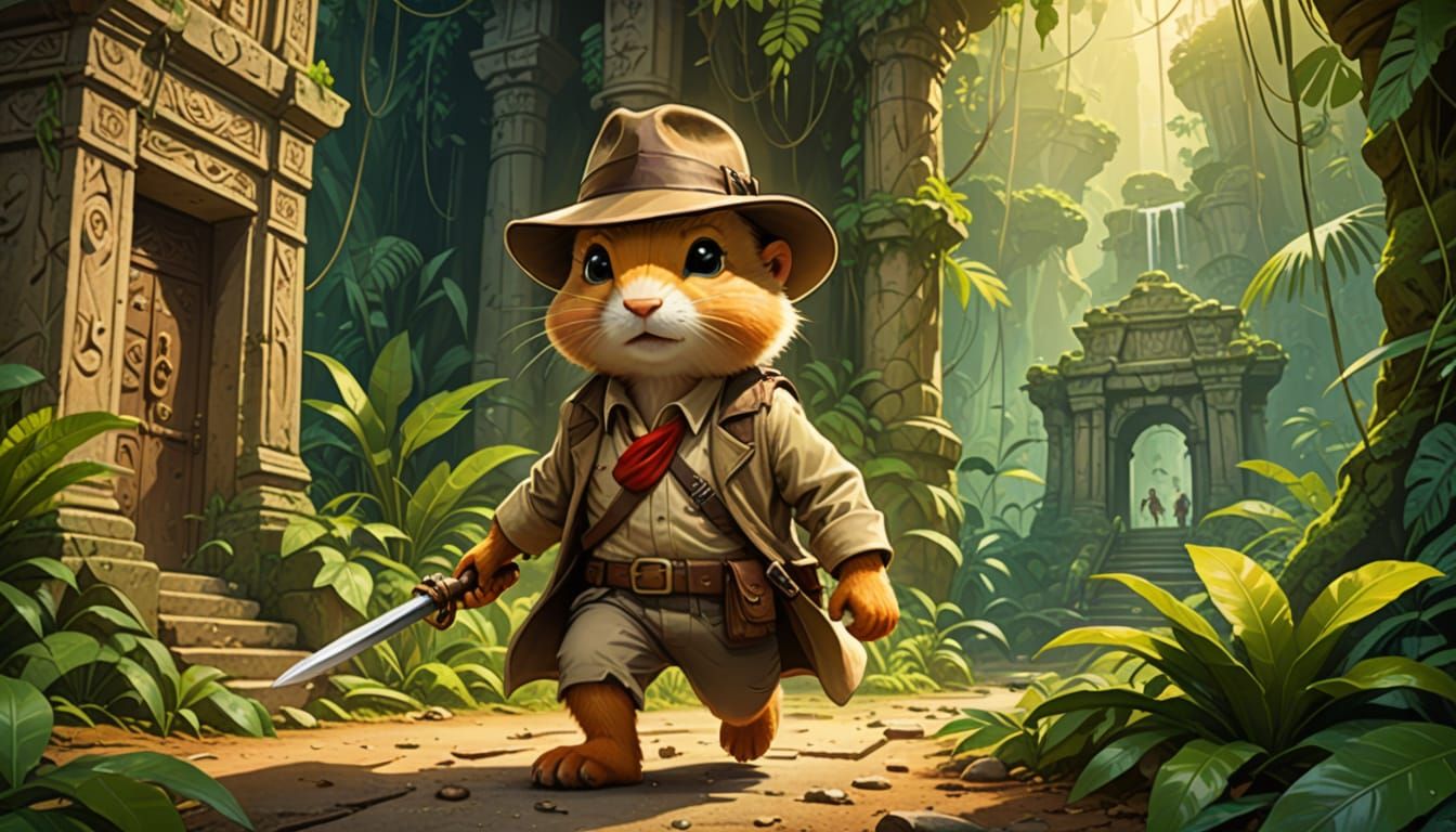 Lemming Adventurer in Jungle Temple Concept Art