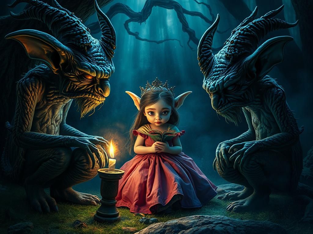 Menacing Hobgoblins Encircling Princess in Mystical Fairy Ta...