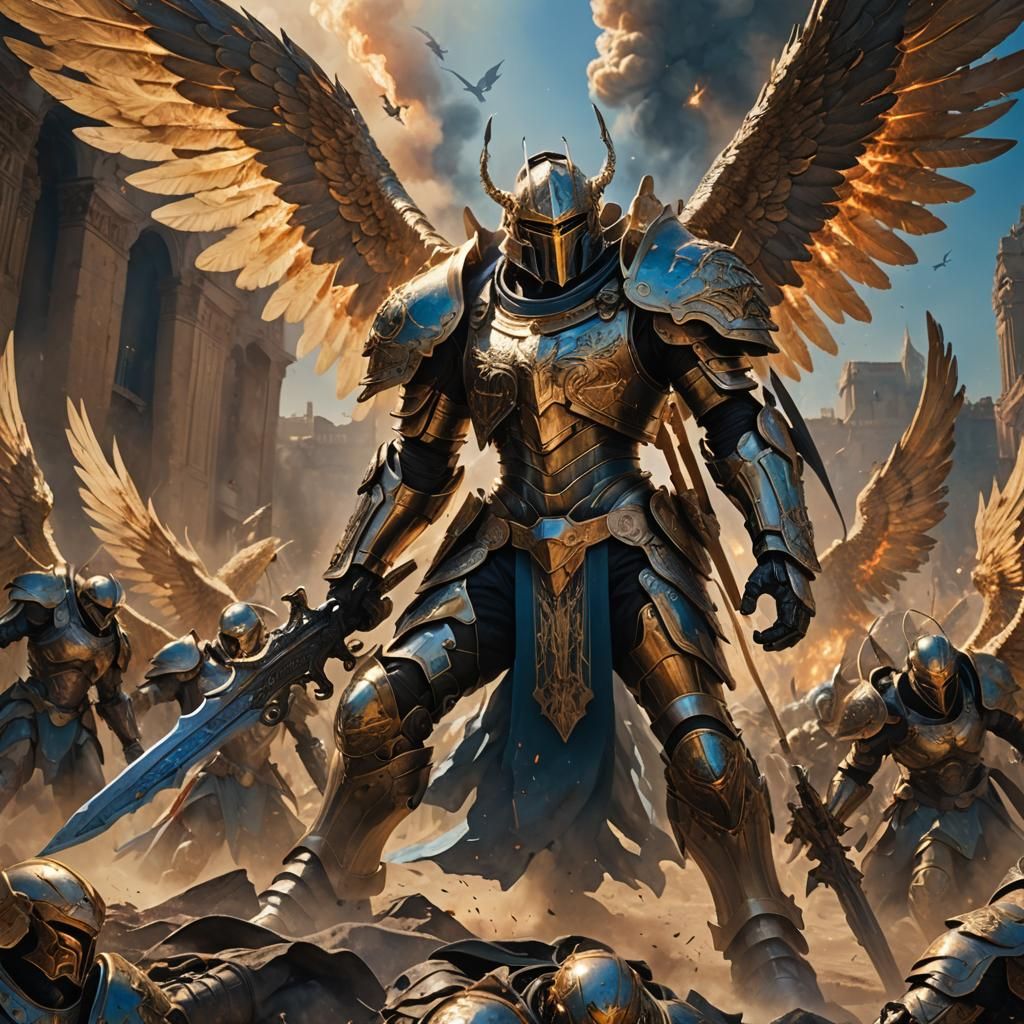 Angelic Warfare: Holy Angels Overpowering Evil, Hyperrealist...