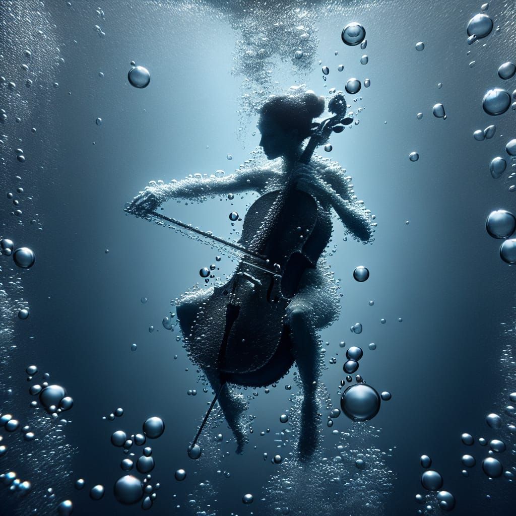 Underwater Cello Player Formed From Bubbles