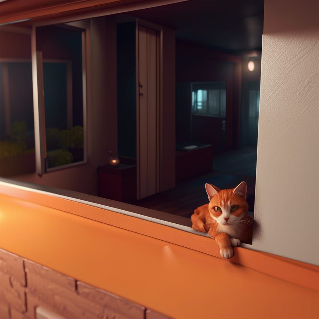 Creepy Motel Cat, 3D Game Cinematic Graphics