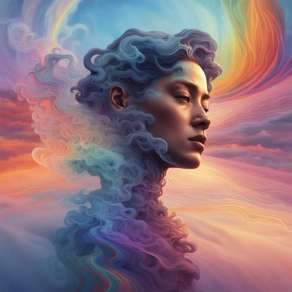 Surreal Lake of Non-Newtonian Fluid Human Face