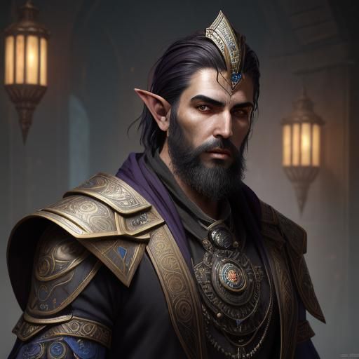 Dwemer Elf Portrait in Steampunk Dark Fantasy Style