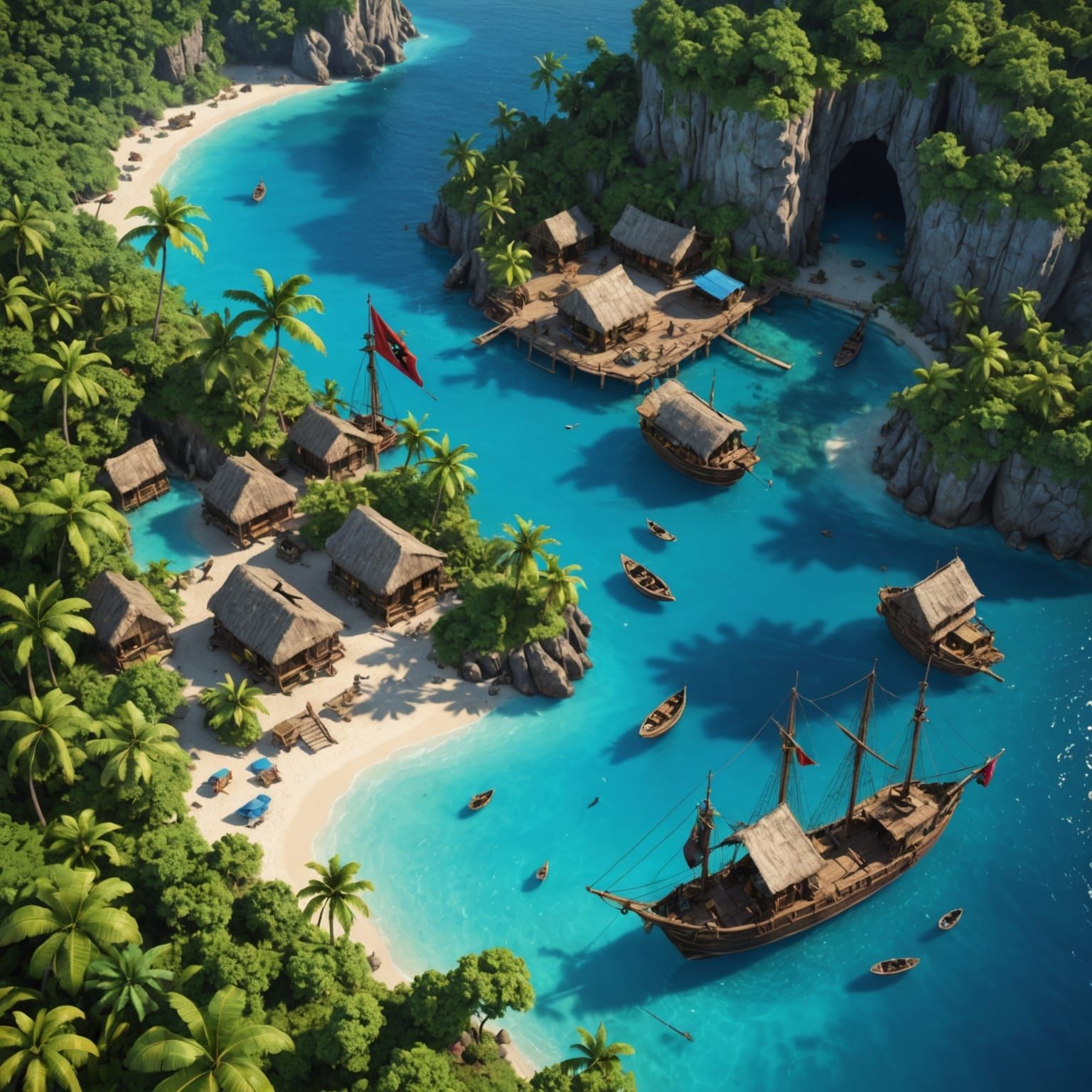 Caribbean Pirate Cove in 3D