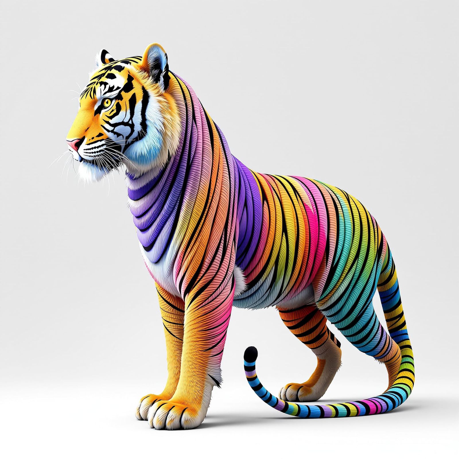 Rainbow Spiral Tiger Digital Art