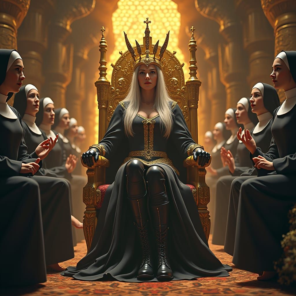 Princess of Wales as Bionic Woman on Golden Throne