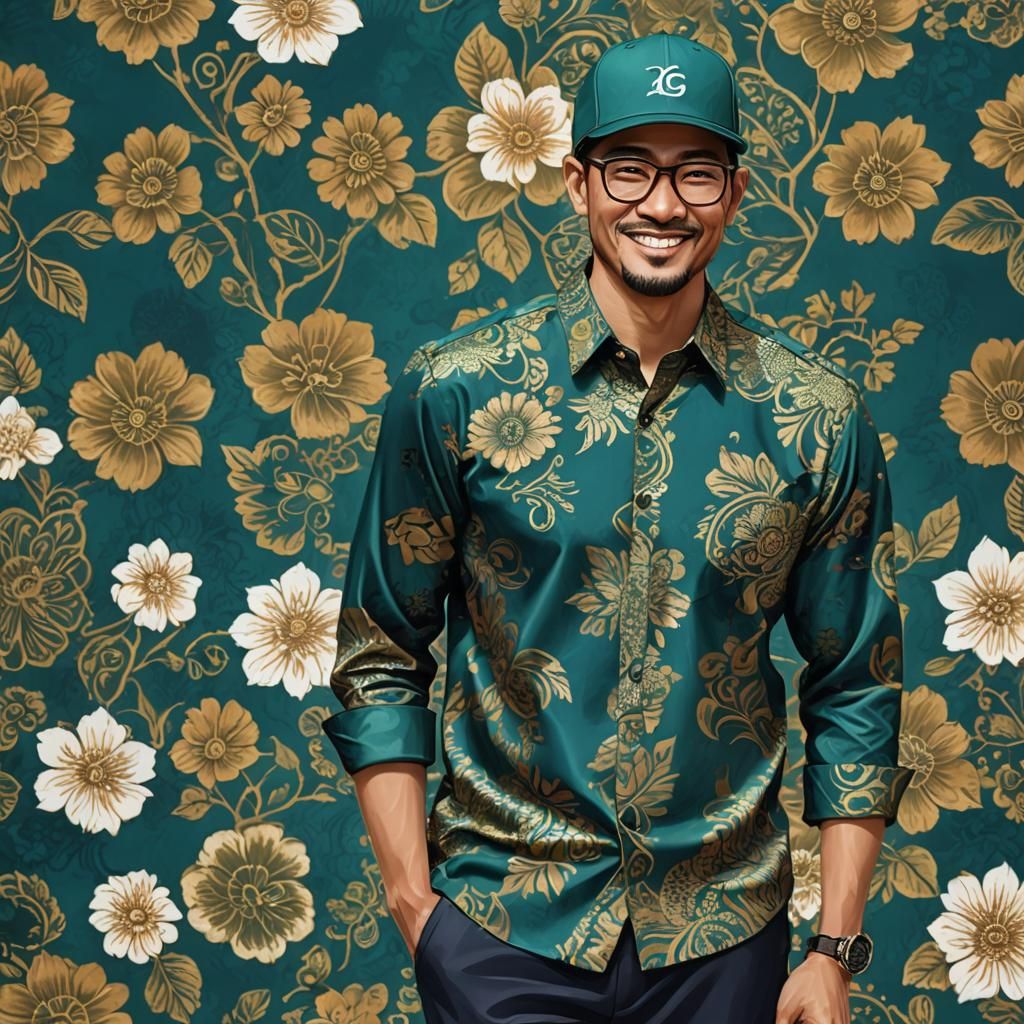 Stylish Indonesian Man in Batik Shirt Portrait