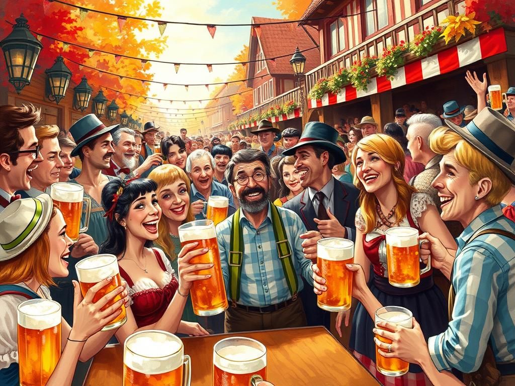 Oktoberfest Celebration in Honoré Daumier Style