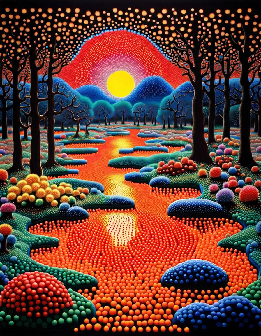 Lite-Brite Landscape in Hyperrealistic Style