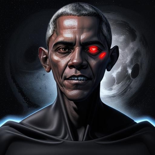 Eerie Illustration of a Dark, Futuristic Obama