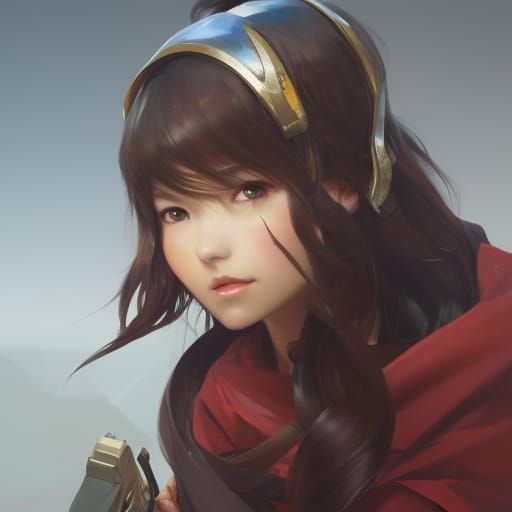 Megumin Sniper Portrait in Artstation Style