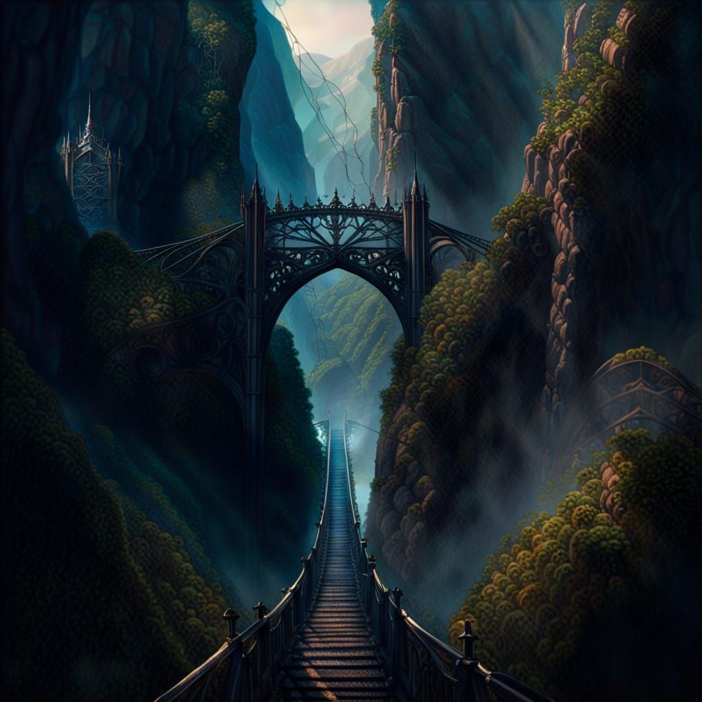Ornate Gothic Bridge in Middle Earth Valley