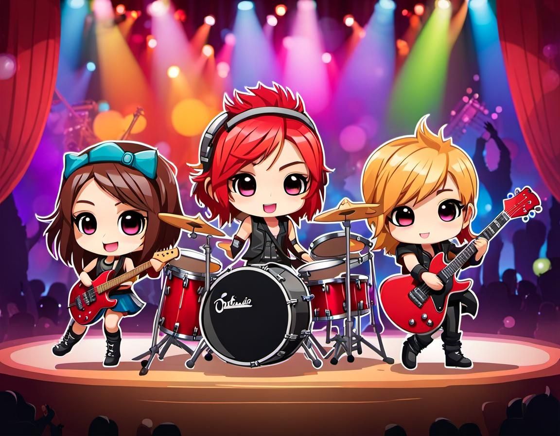 Lively Chibi Band Rocks Out on Stage
