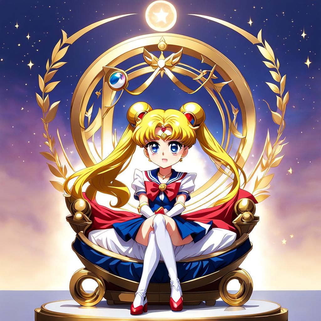 Chibi Porcelain Sailor Moon in Anime Style