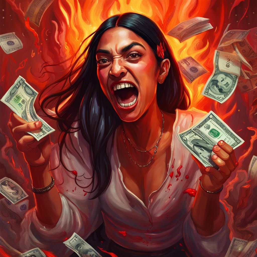 Vampire Figure Dancing with Burning Money