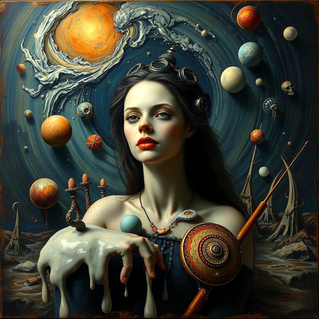 Surreal Cosmic Portrait in Max Ernst Style