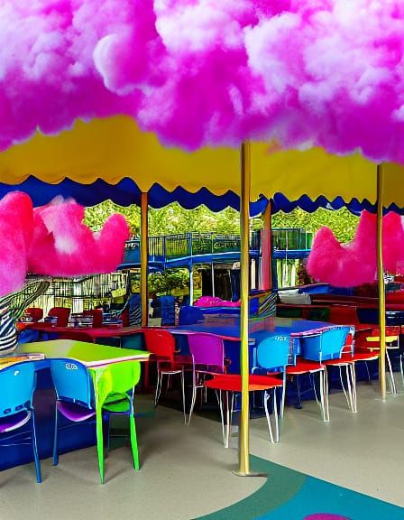 Vibrant School Carnival with Cotton Candy Treats