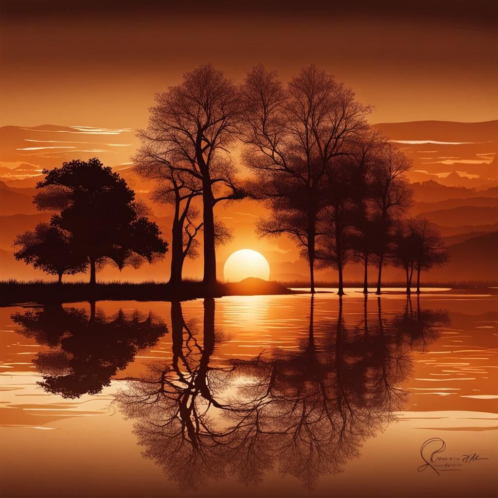 Brown Hues Dominate a Tranquil Sunset